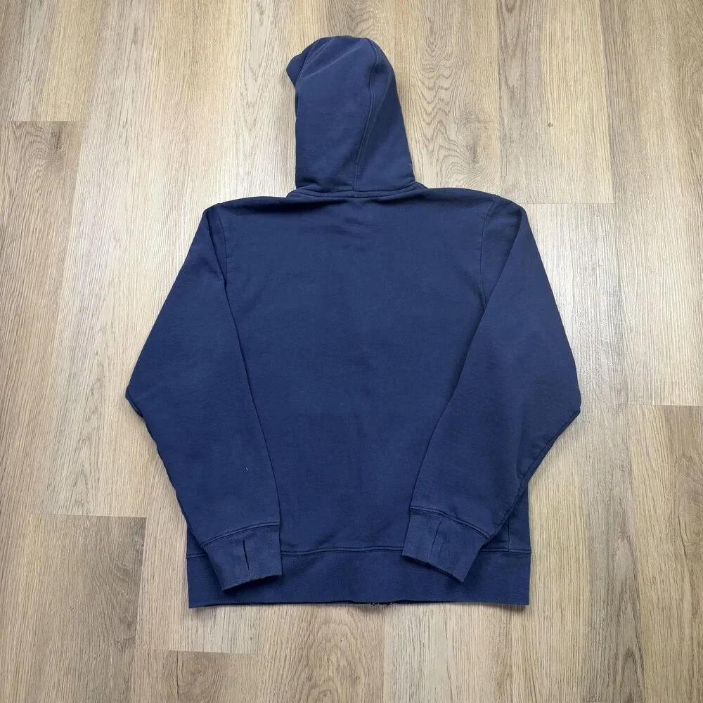 The North Face Hoodie Mens Large Blue Full Zip Graphic Logo Fleece Sweatshirt